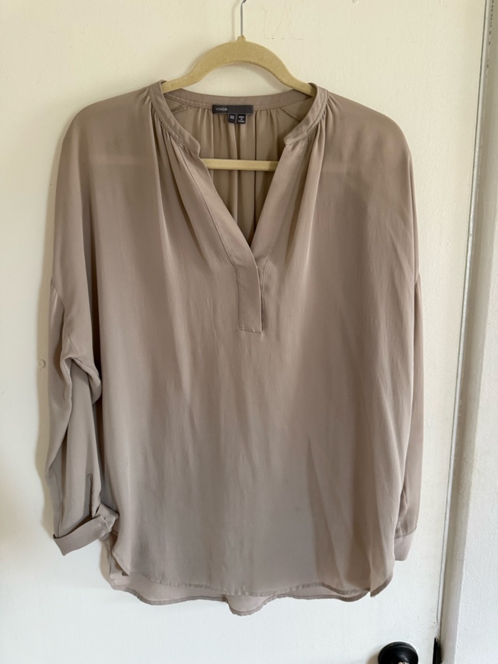 Vince Mushroom Split-Neck Blouse